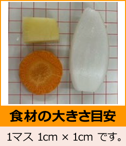 �H�ނ̑傫���ڈ�